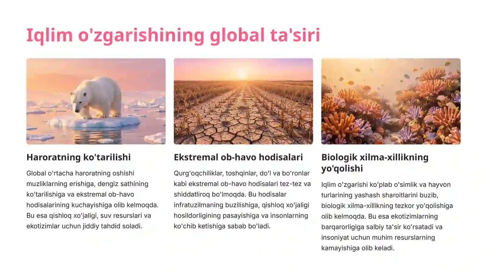 Iqlim o'zgarishi kimga qimmatga tushayapti? 2
