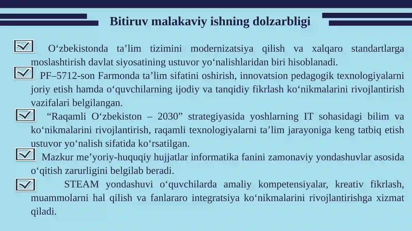 "INFORMATIKA VA AT FANINI STEAM YONDASHUVI ASOSIDA O‘QITISH METODIKASI" 2