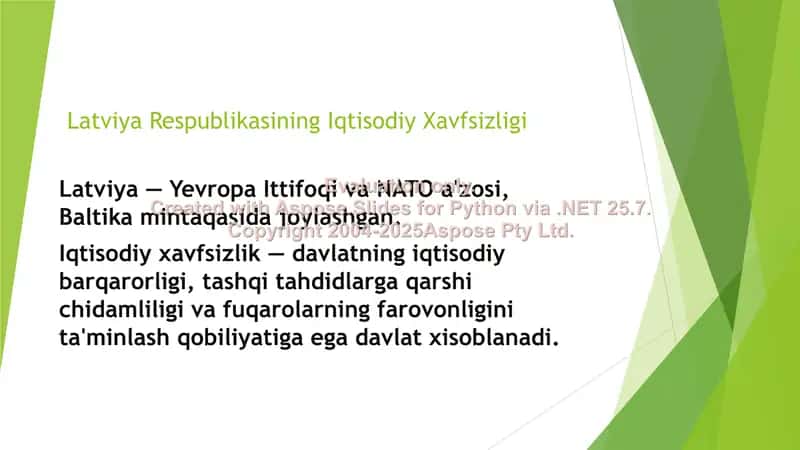 “DAVLATNING IQTISODIY XAVFSIZLIGI” taqdimoti 2