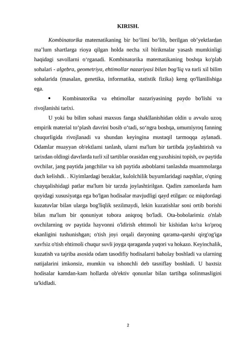 Kombinatorika va ehtimollar nazariyasi 2