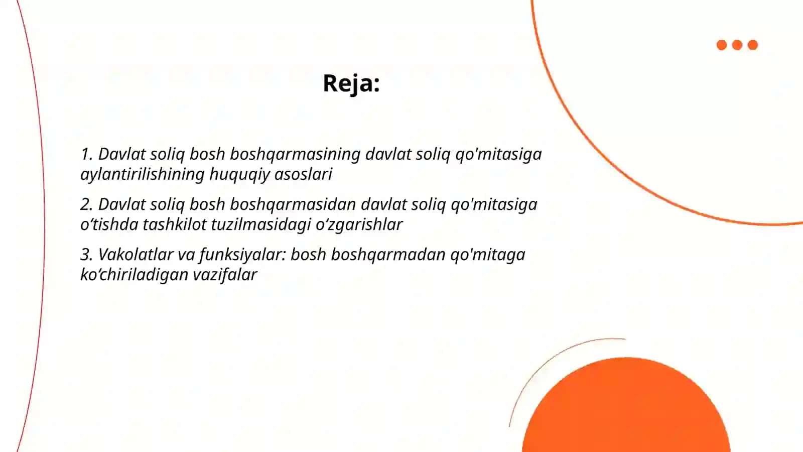 Davlat soliq bosh boshqarmasining davlat soliq qumitasiga aylantirilishi 2