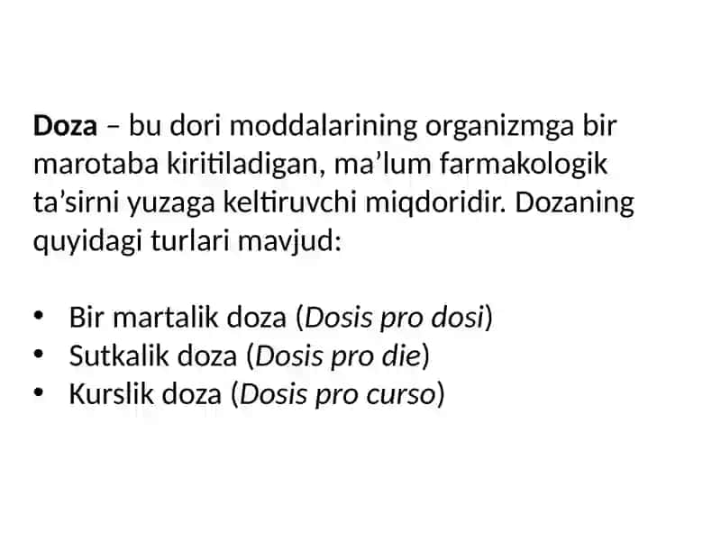 Dozalar.Retsept va uning tuzilishi 2