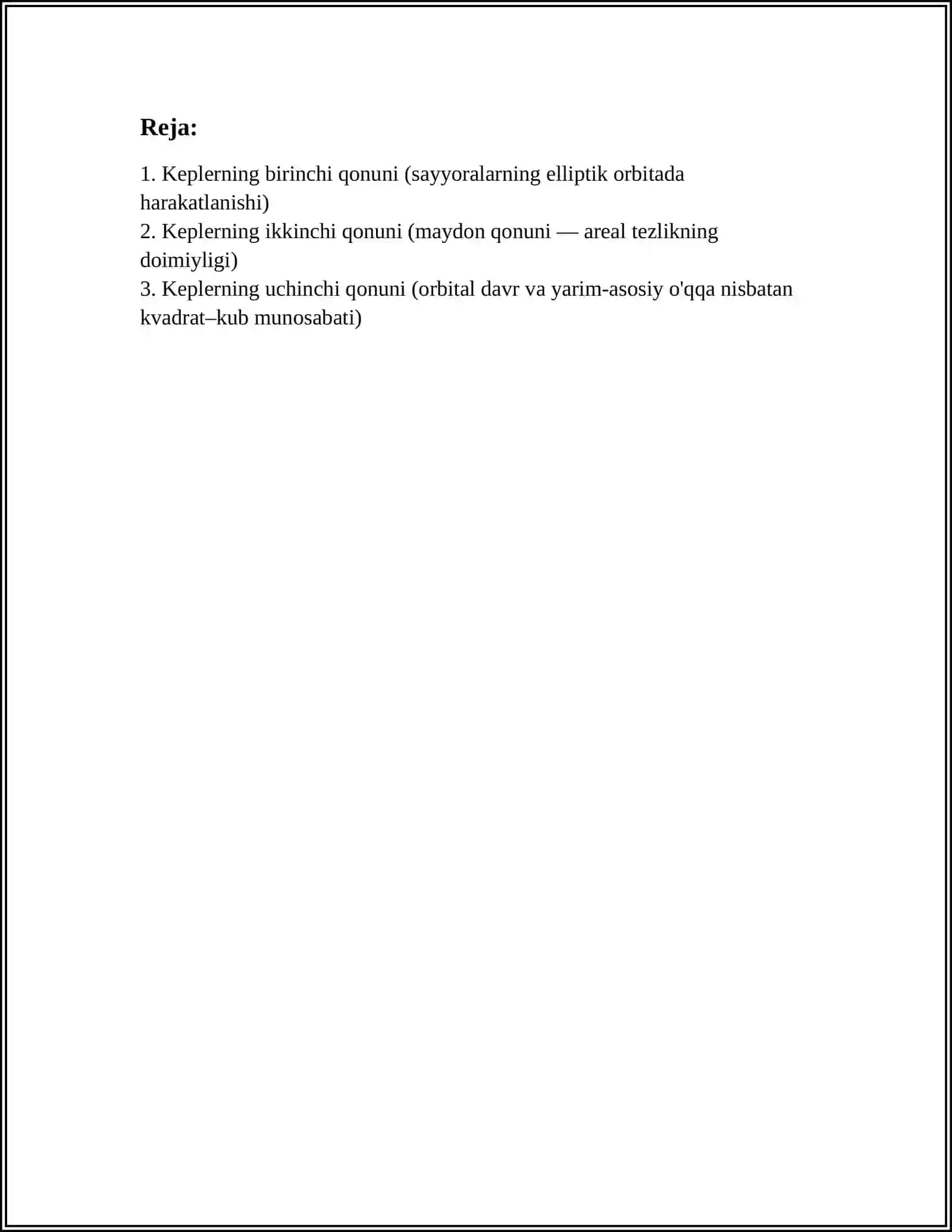 KEPLER QONUNLARI 2