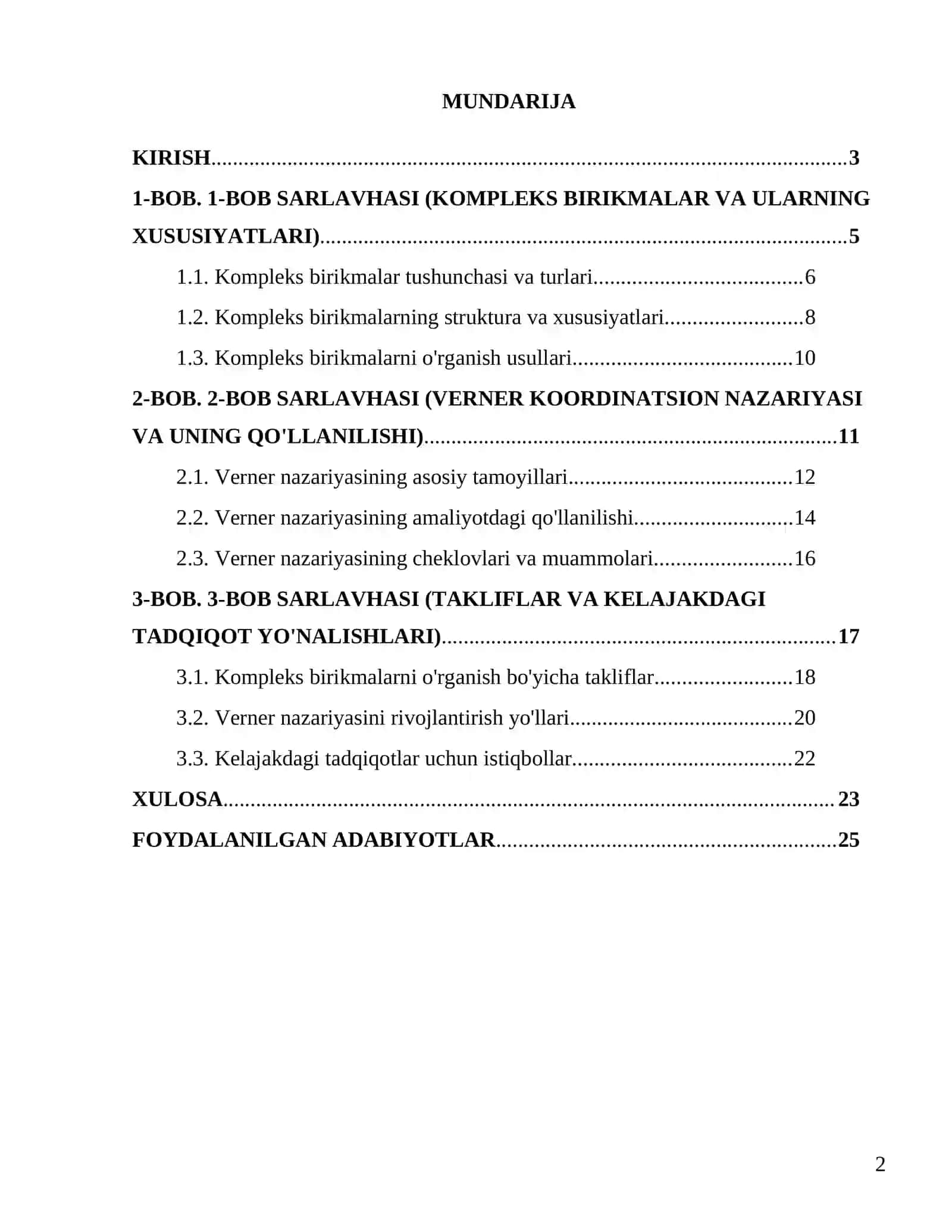 KURS ISHI "Kompleks birikmalar, Verner koordinatsion nazariyasining asosiy qoidalari" 2
