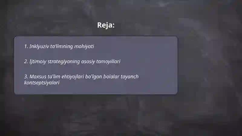 Inklyuziv ta'limni ijtimoiy strategiyasi 2