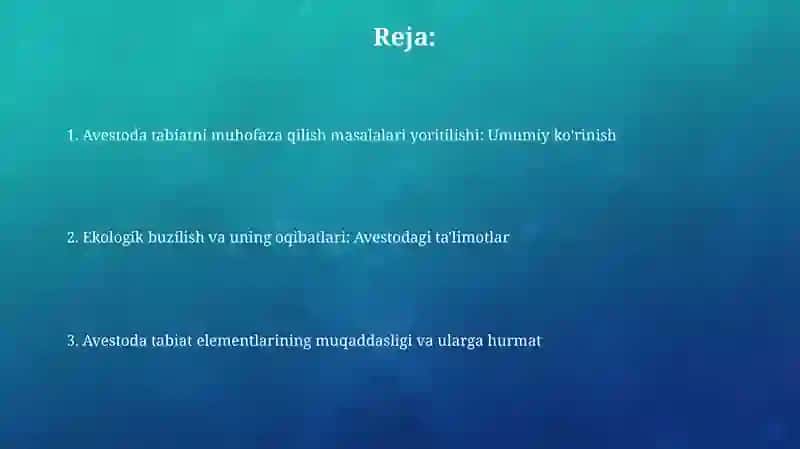 Avestoda tabiatni muhofaza qilish masalalari 2