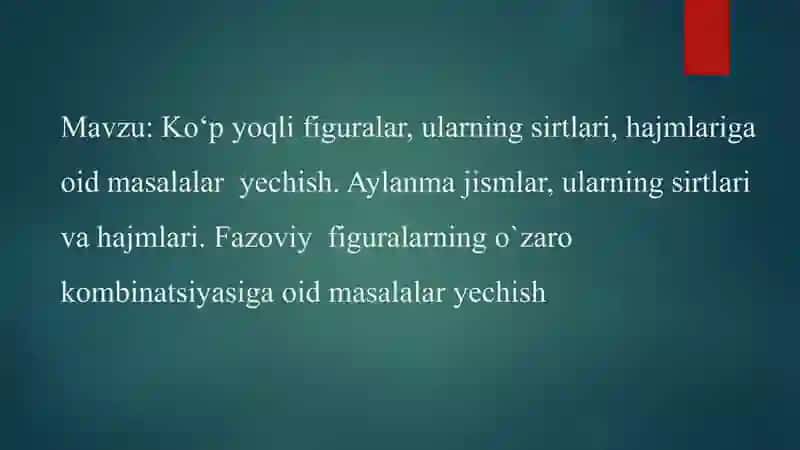 Fazoviy figuralar haqida slayd 2