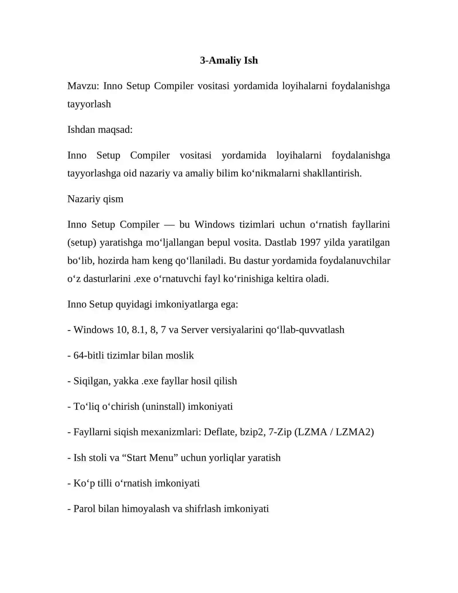 Inno Setup Compiler vositasi yordamida loyihalarni foydalanishga tayyorlash 2