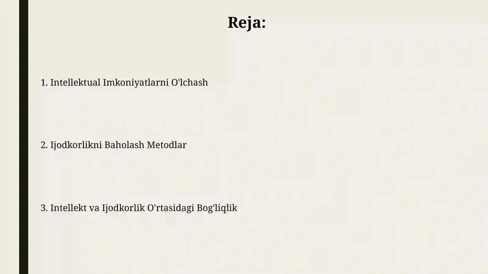 INTELLEKTNI O’LCHASH IQTIDOR VAKREATIVLIK 2