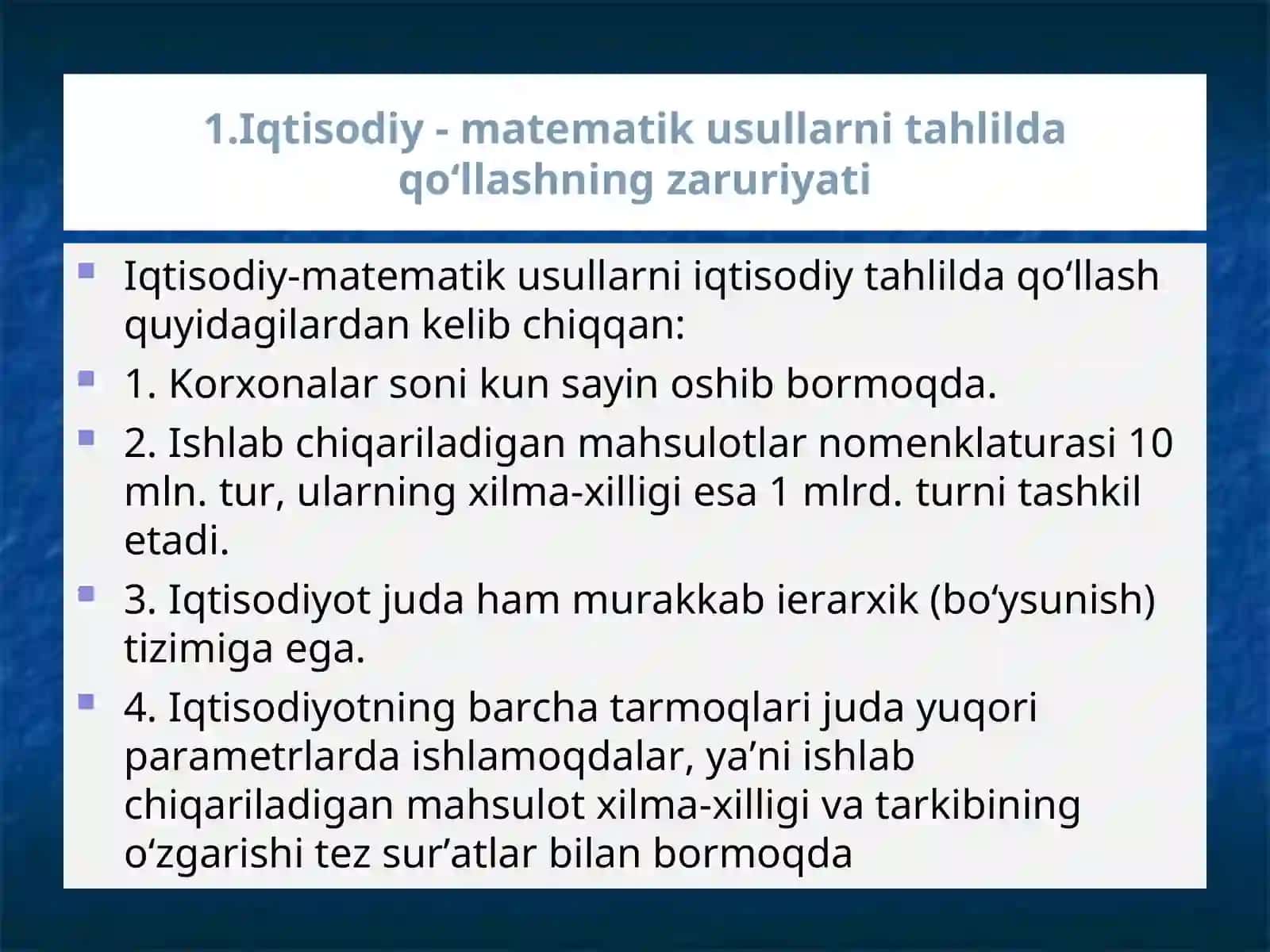 Iqtisodiy tahlilning iqtisodiy-matematik usullari 2