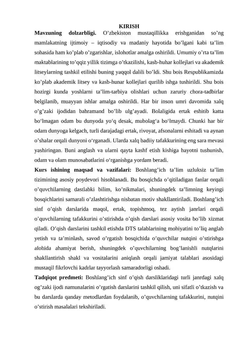 Xalq og’zaki ijodi bo’limidagi adabiy ertaklarni o’rgatishning nazariy asoslari 2