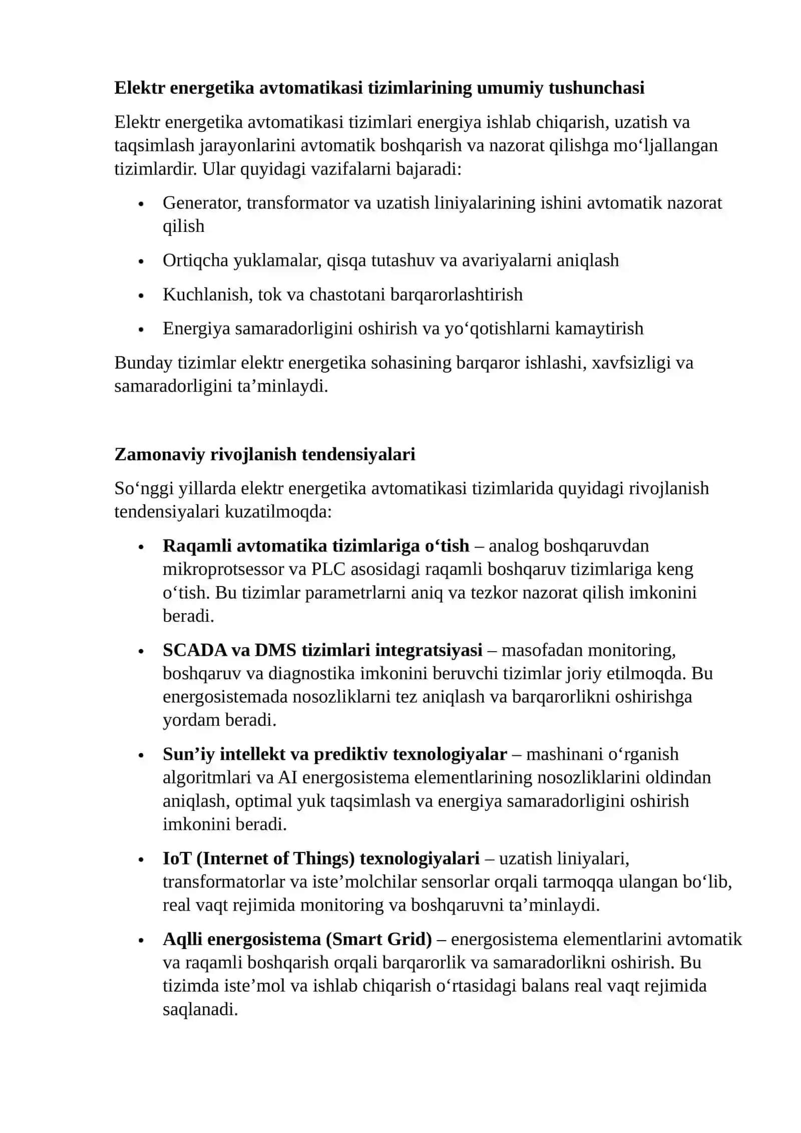 ELEKTR ENERGETIKA AVTOMATIKASI TIZIMLARIDA RIVOJLANISH TENDENSIYALARI 2
