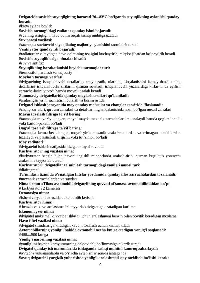 Avtomobil va uning tuzilishi 2