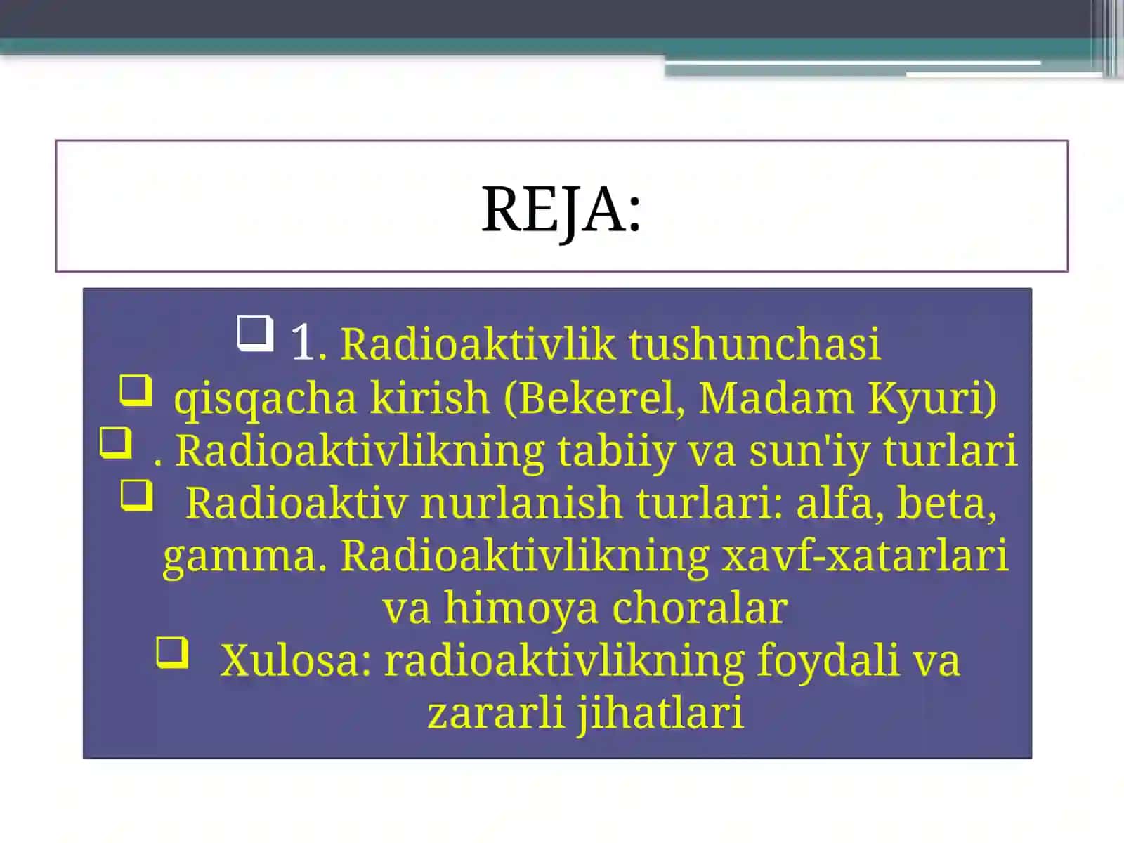 Biofizika fanidan Radioaktivlikning asosiy qonunlari 2