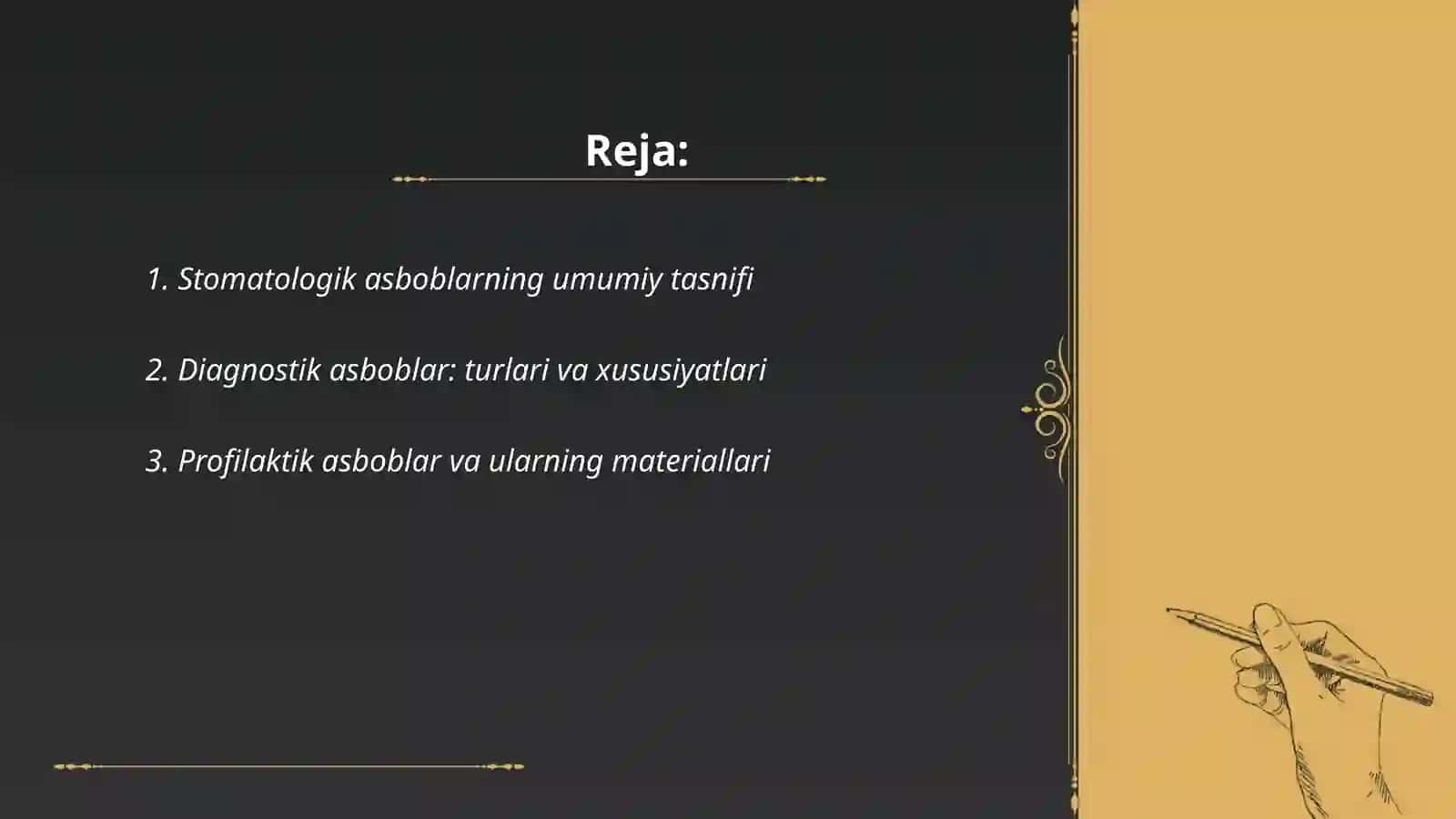 Stomatologik asboblar tasnifi va xususiyatlari 2