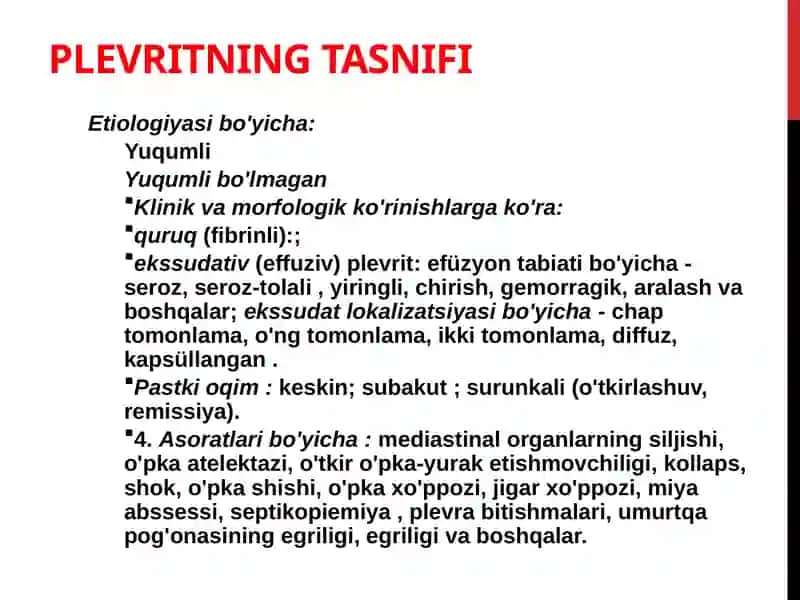 Plevritning tasnifi 2