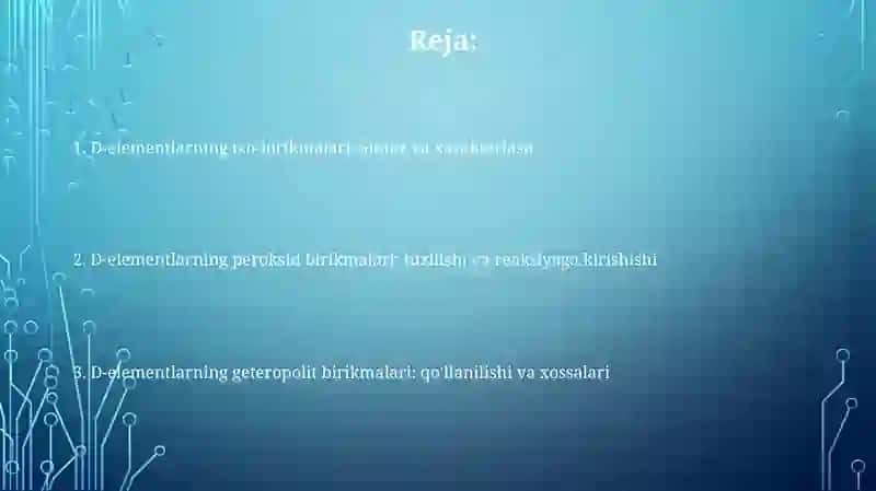 D-elementlarning izopoli, pereokso va geteropoli birikmalari va ularning xossalari 2