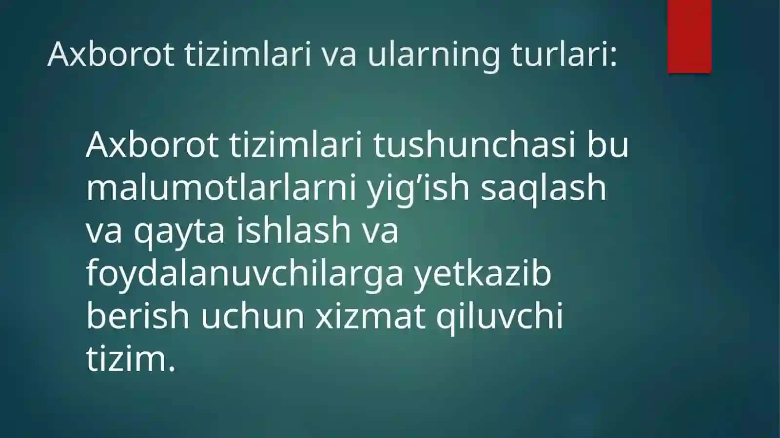Axborot tizimlari va ularning turlari 2