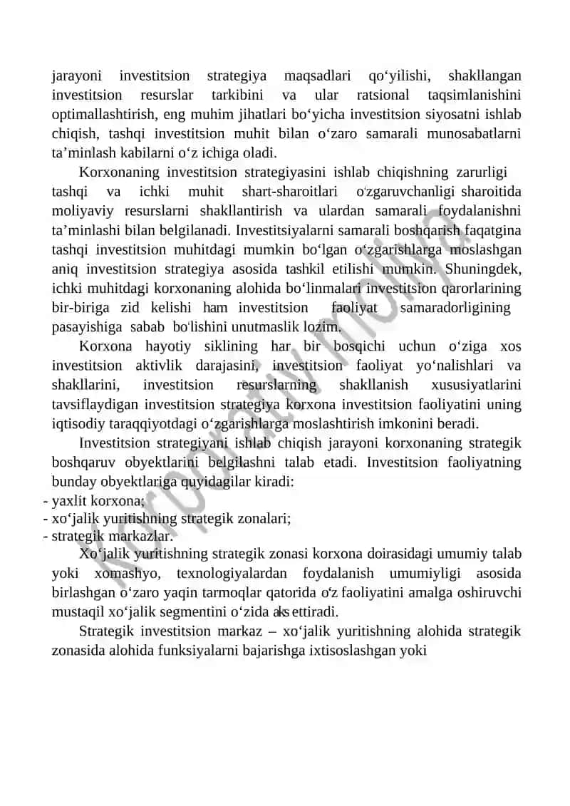SOF JORIY QIYMAT USULLARI BOʻYICHA INVESTITSION QARORLARNI QABUL QILISH 2