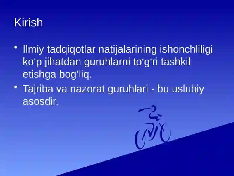 Tajriba va nazorat guruhlari haqida 2