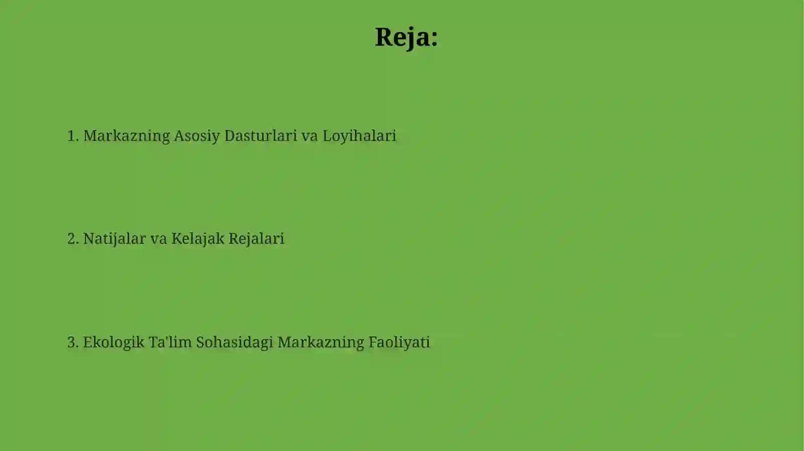 Ekologik ta'lim sohasidagi rivojlanish markazining faoliyati 2