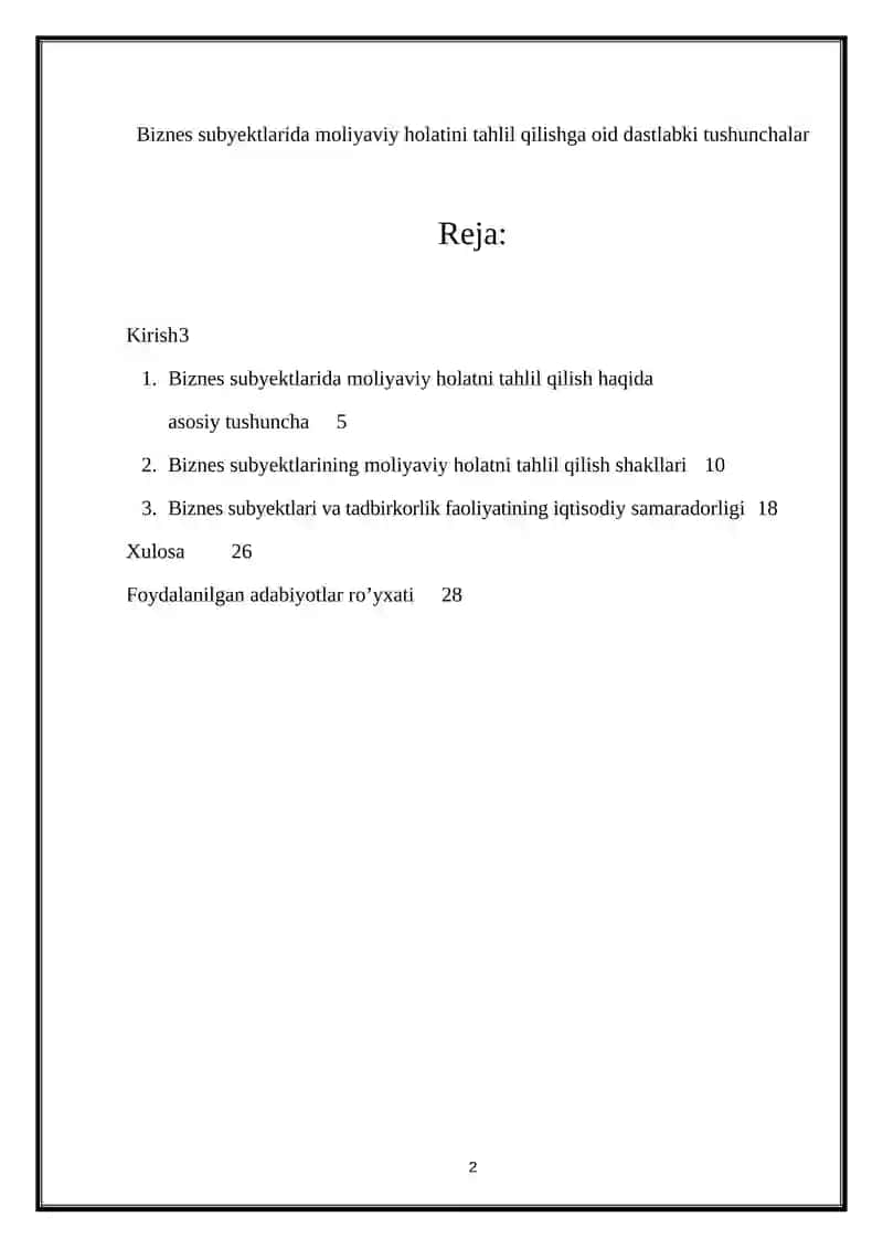 Biznes subyektlarida moliyaviy holatini tahlil qilishga oid dastlabki tushunchalar 2