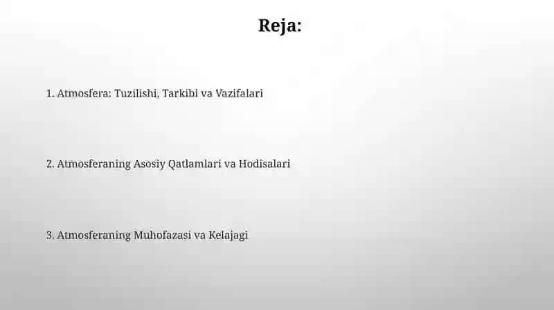Yerning geografik qobigʻi.Atmosfera 2