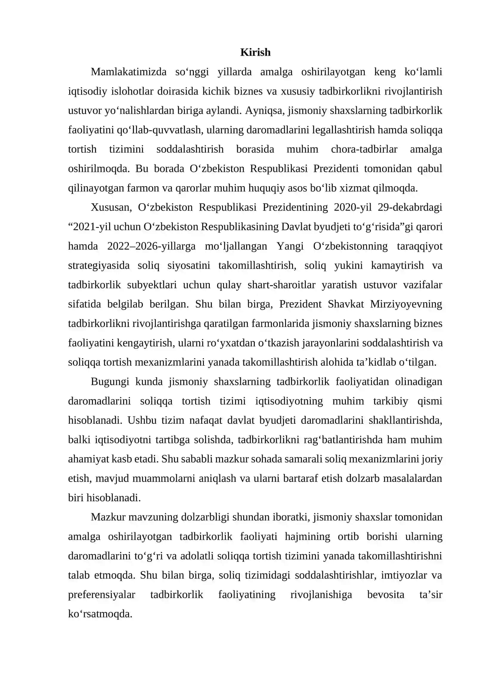 Jismoniy shaxslarning tadbirkorlik faoliyatidan olinadigan daromadlarini soliqqa tortishning o‘ziga xos xususiyatlari 2