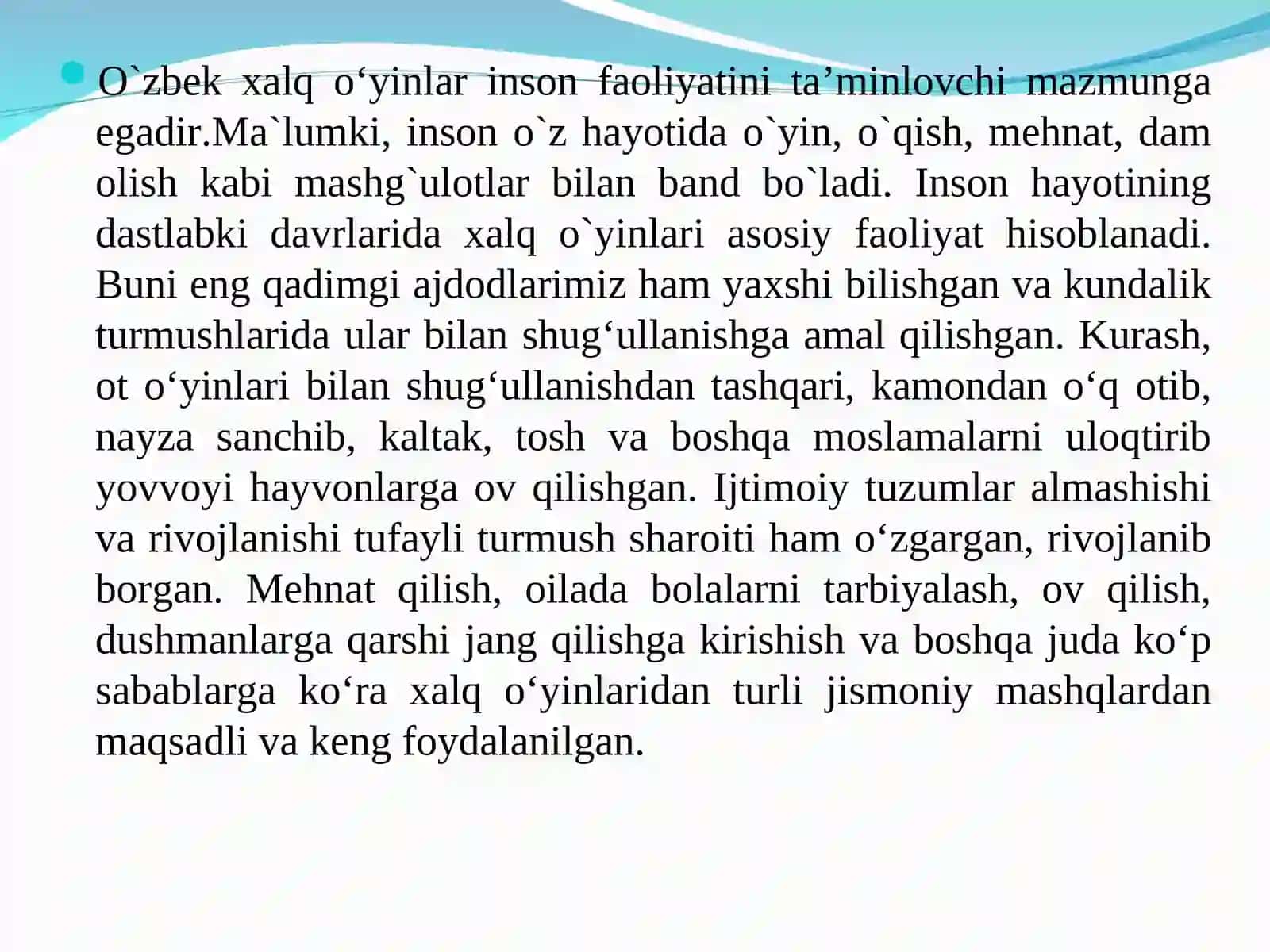 O'zbek xalq o'yinlari, talaba-yoshlar hayotida ahamiyati 2