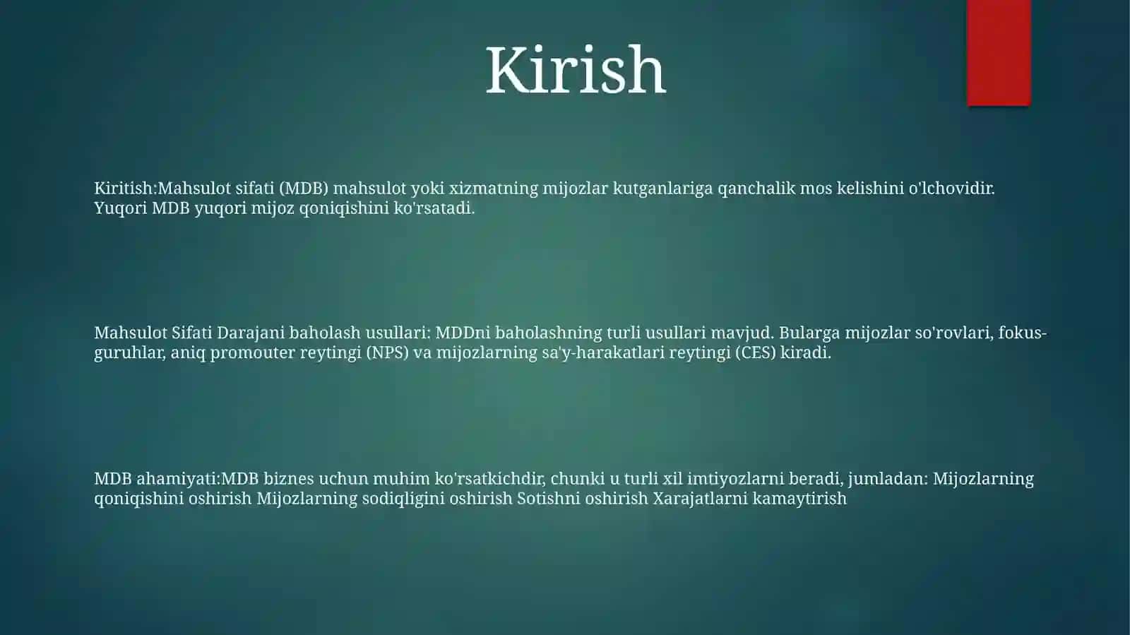 Mahsulot Sifatini Darajasini Baholash Taqdimot 2