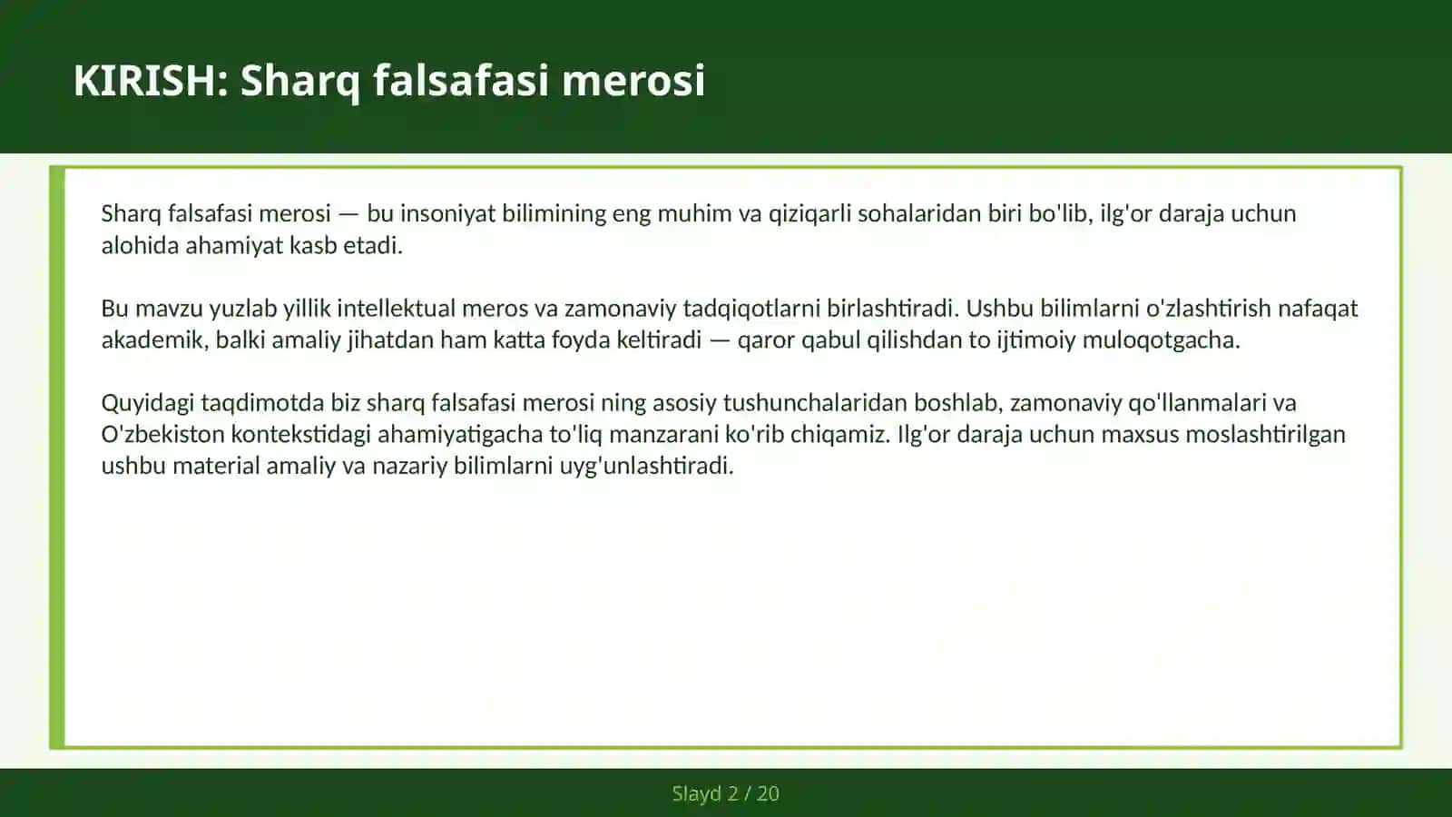 SHARQ FALSAFASI MEROSI 2