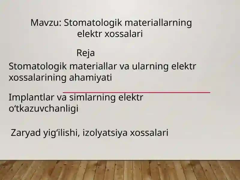 Stomatologik materiallarning elektr xossalari 2