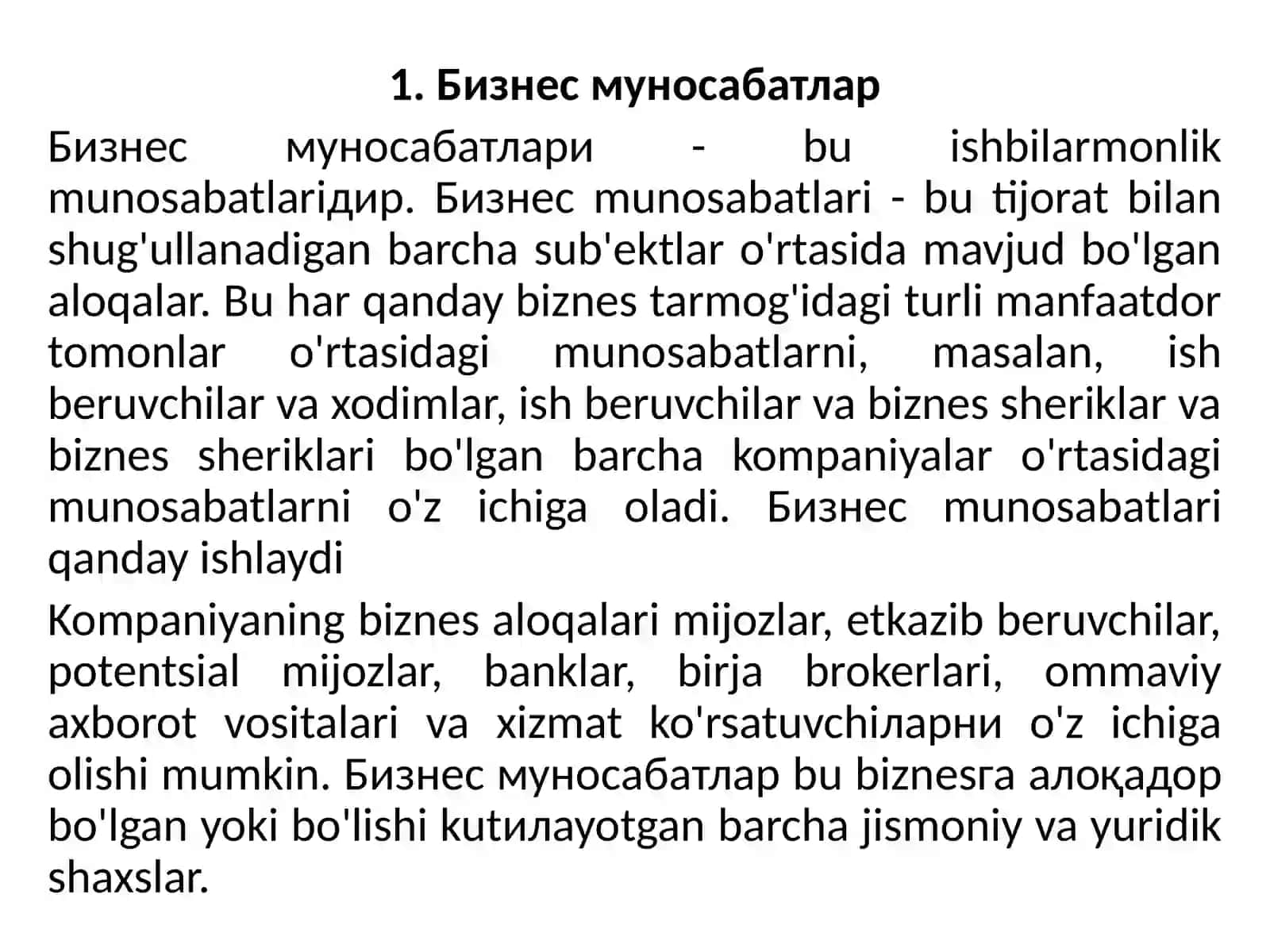 Тадбиркорлик фаолияти. Бизнес ҳуқуқи субъектлари 2
