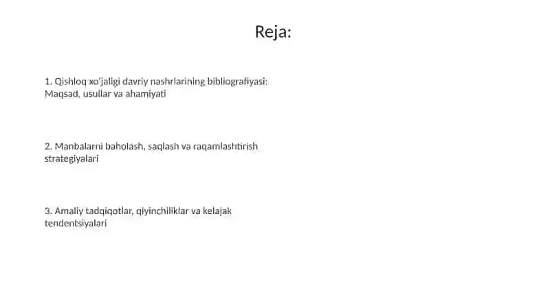Vaqtli matbuot nashrlarida chop etilgan qishloq xo'jaligiga oid manbalarni bibliografiyalash 2