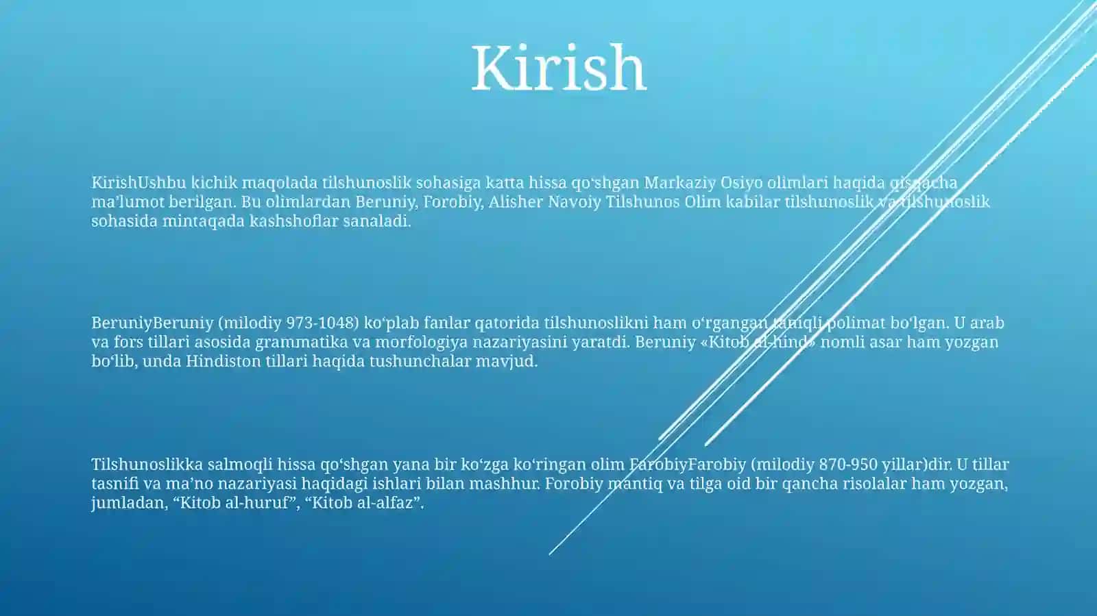 Beruniy, Farobiy, Alisher Navoiy Tilshunos Olim 2