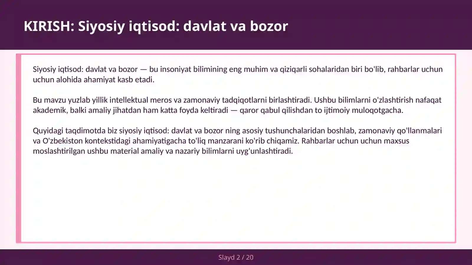 Siyosiy iqtisod: davlat va bozor 2