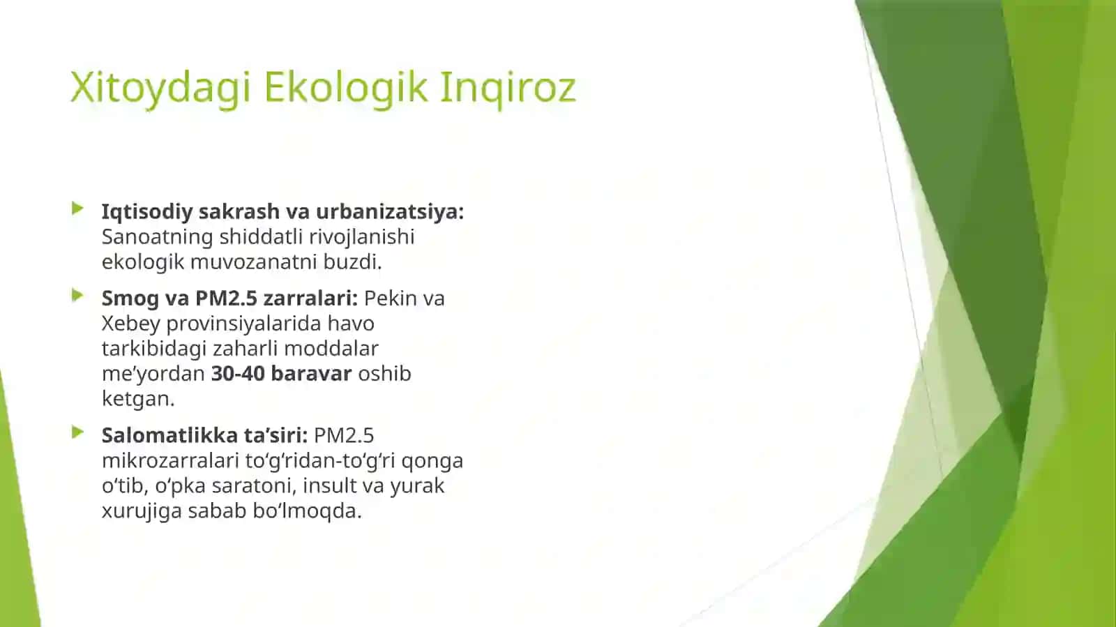 Xitoyning havo ifloslanish muammosi va unga qarshi kurashish 2