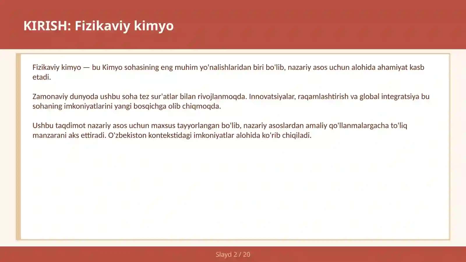 Fizikaviy kimyo 2