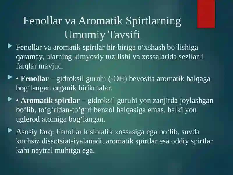 Fenollar va Aromatik Spirtlar 2
