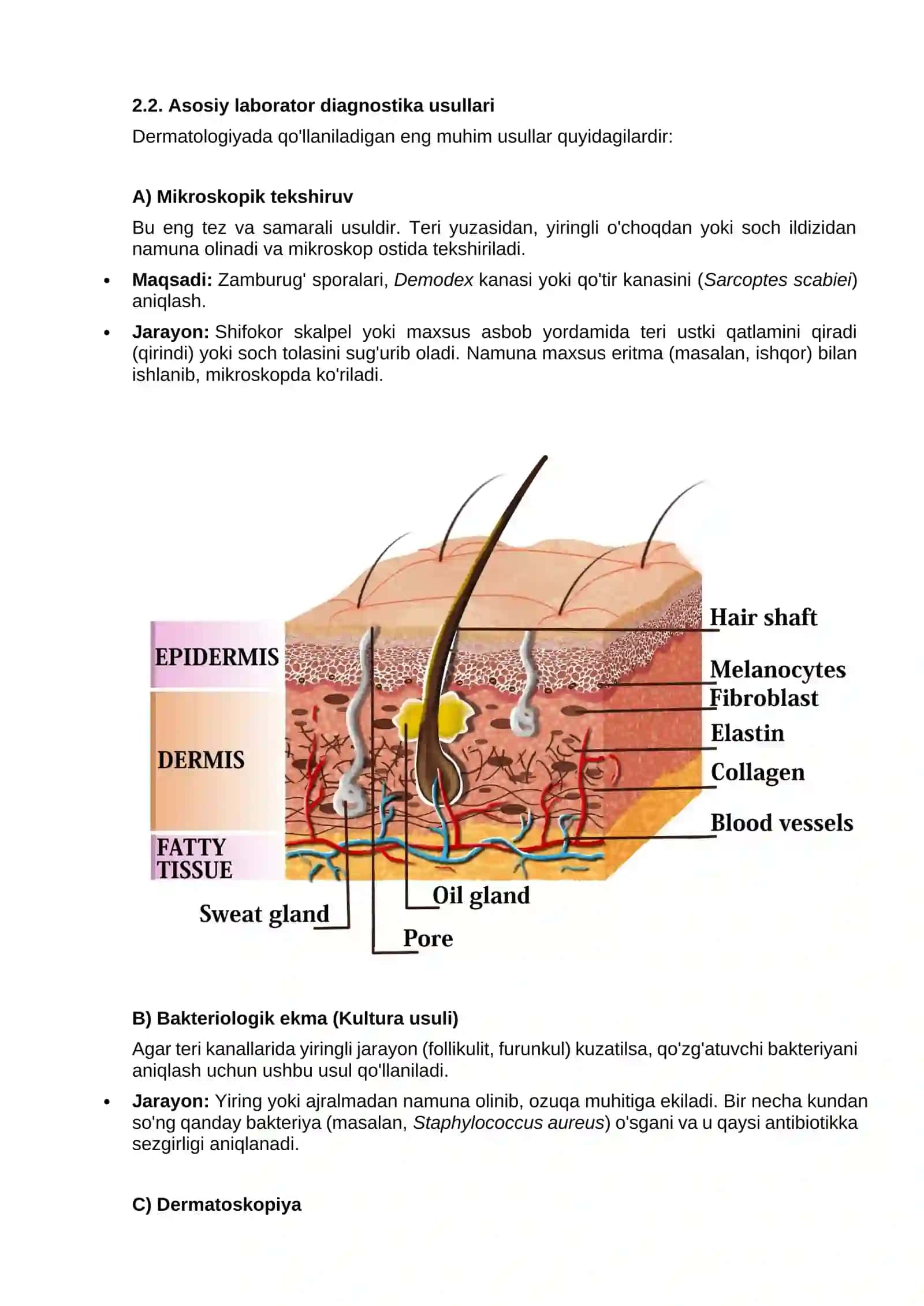 Teri va uning hosilalari (kanallari) kasalliklarining laborator diagnostikasi 2