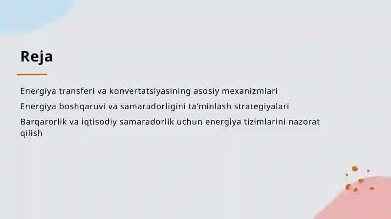 Energiya almashnuvining boshqarilishi 2