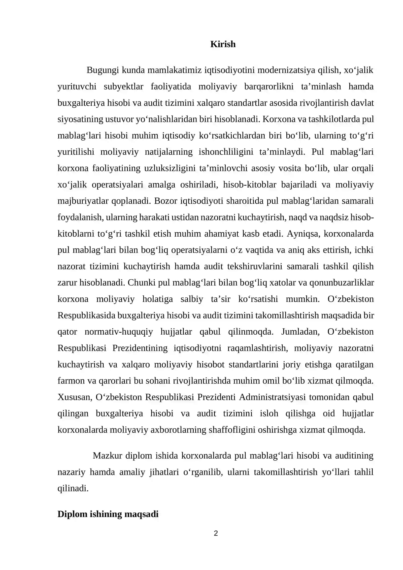 PUL MABLAG’LARI HISOBI VA AUDITI 2