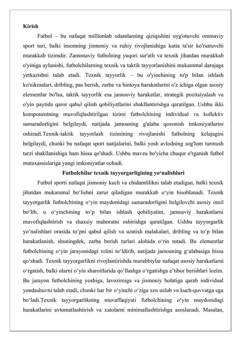 Futbolchilarni texnik-taktik tayyorlash tizimi 2
