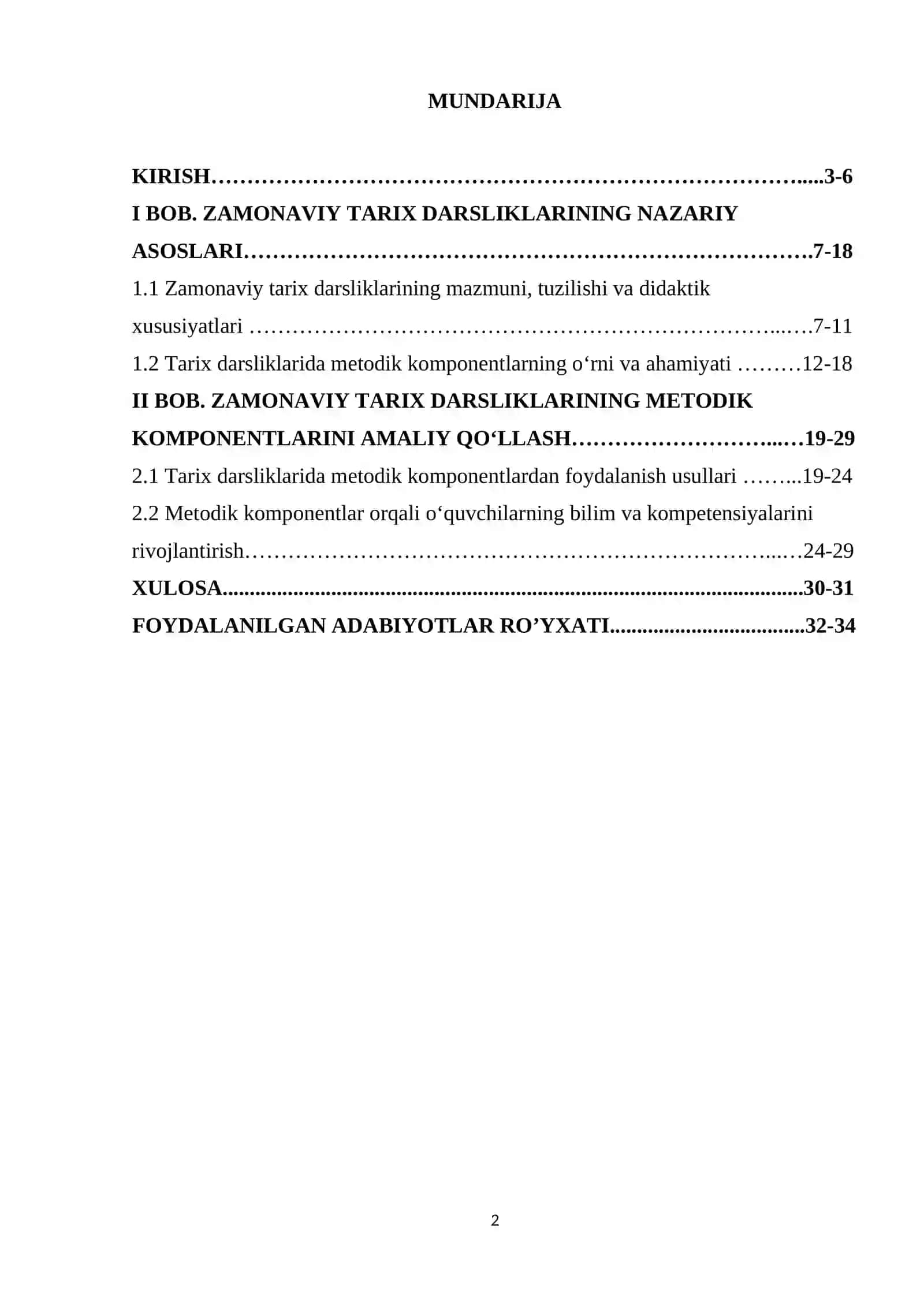 Zamonaviy tarix darsliklari metodik komponentlari 2