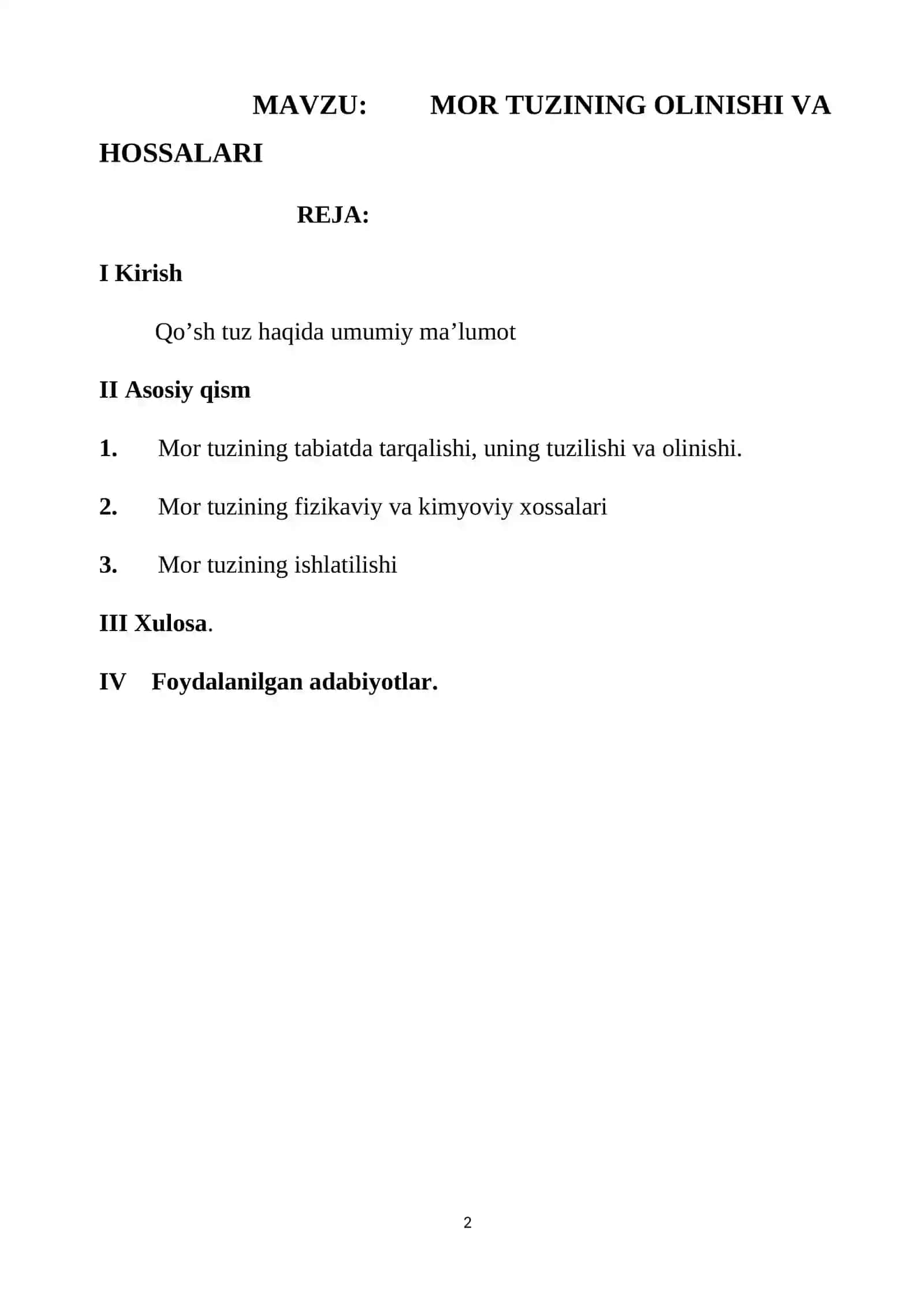 MOR TUZINING OLINISHI VA HOSSALARI 2