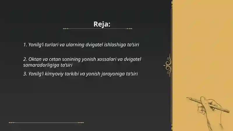 Yoqilg'i-moylash materallari va ularning dvigatel ishlashiga ta'siri 2
