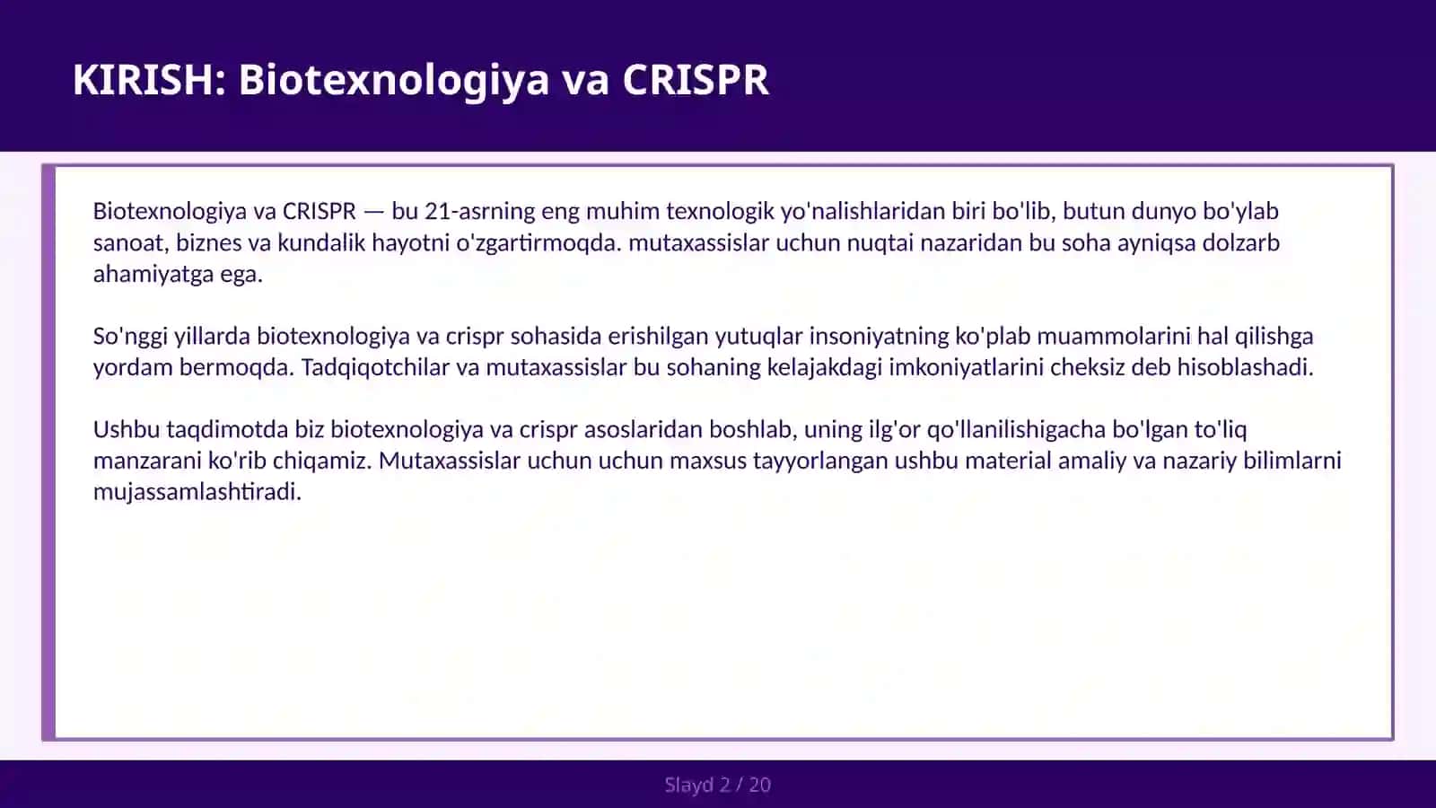 Biotexnologiya va CRISPR 2