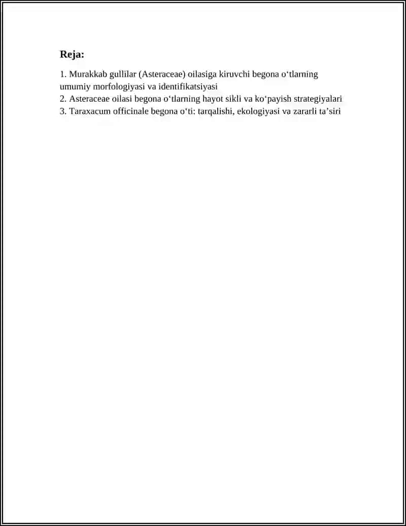MURAKKAB GULLILAR OILASIGA KIRUVCHI BEGONA OʻTLAR MAVZUSIDA REFERAT 2