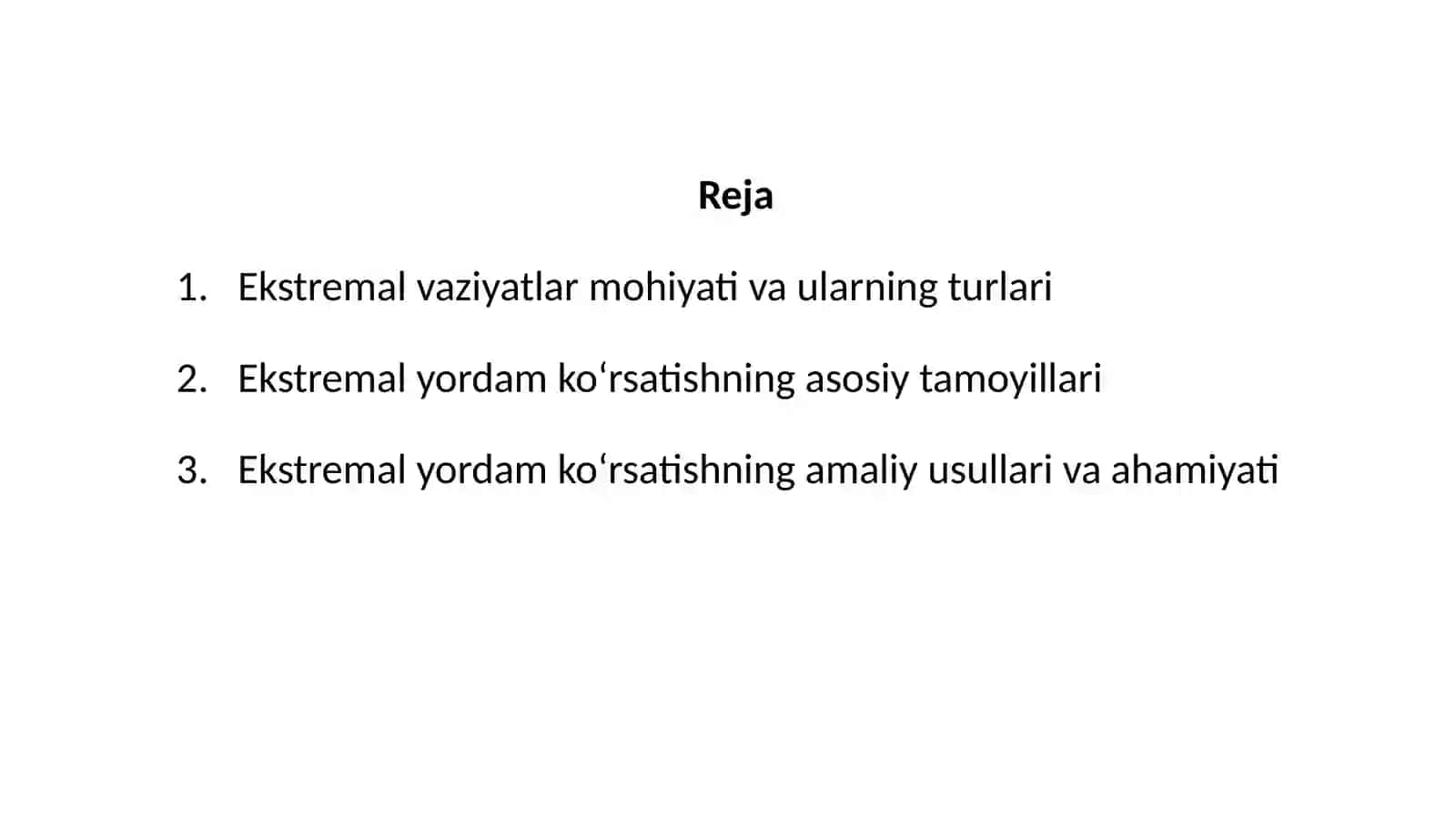 Ekstremal yordam ko'rsatish tamoyillari 2