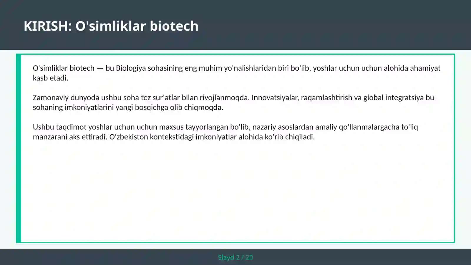 O'simliklar biotech 2
